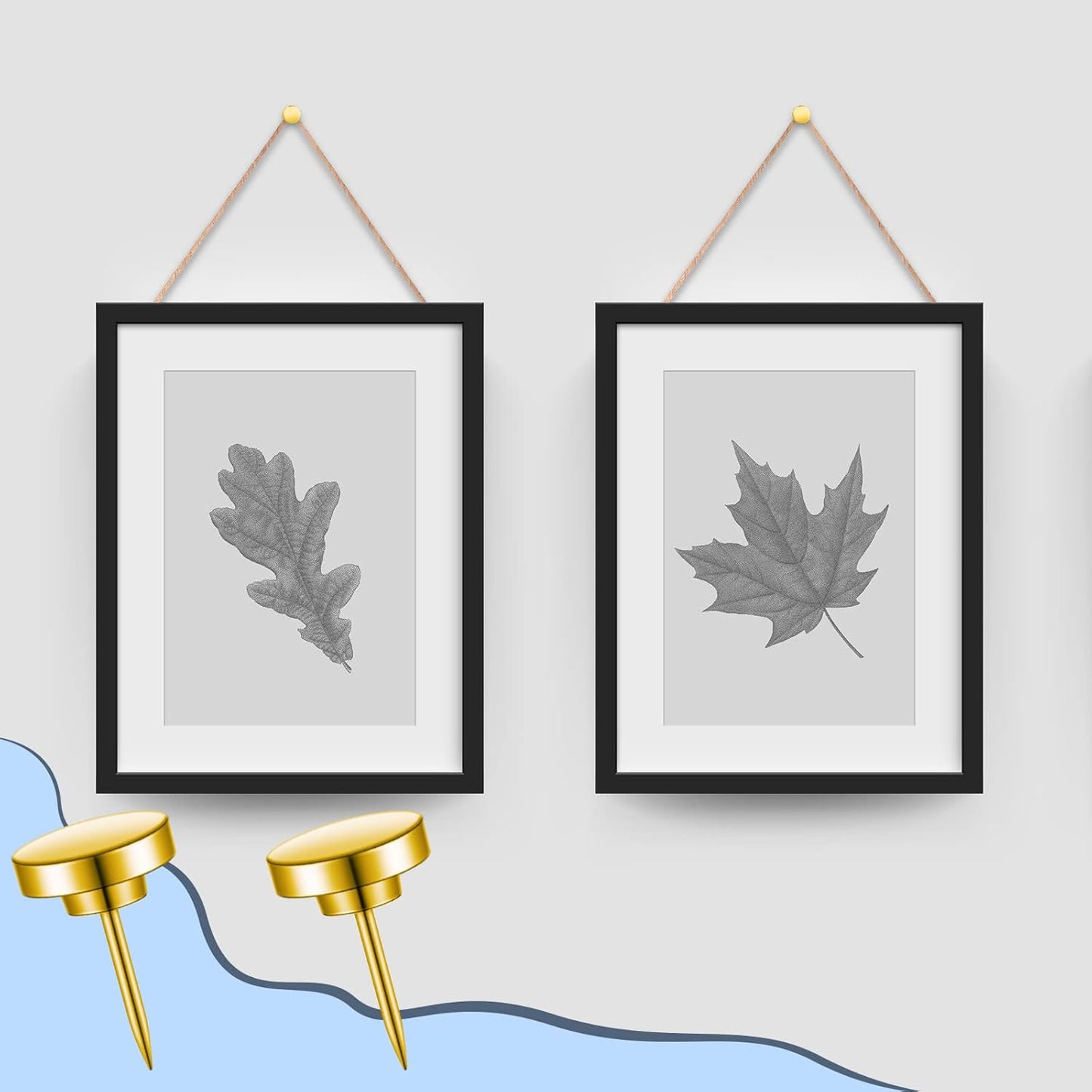 30 Pieces Push Pins, Metal Thumb Tacks for Picture Photo Hanging, Wall Pins for Board Posters Bulletin Maps, Wall Tack for Office Home Decorative (Gold)