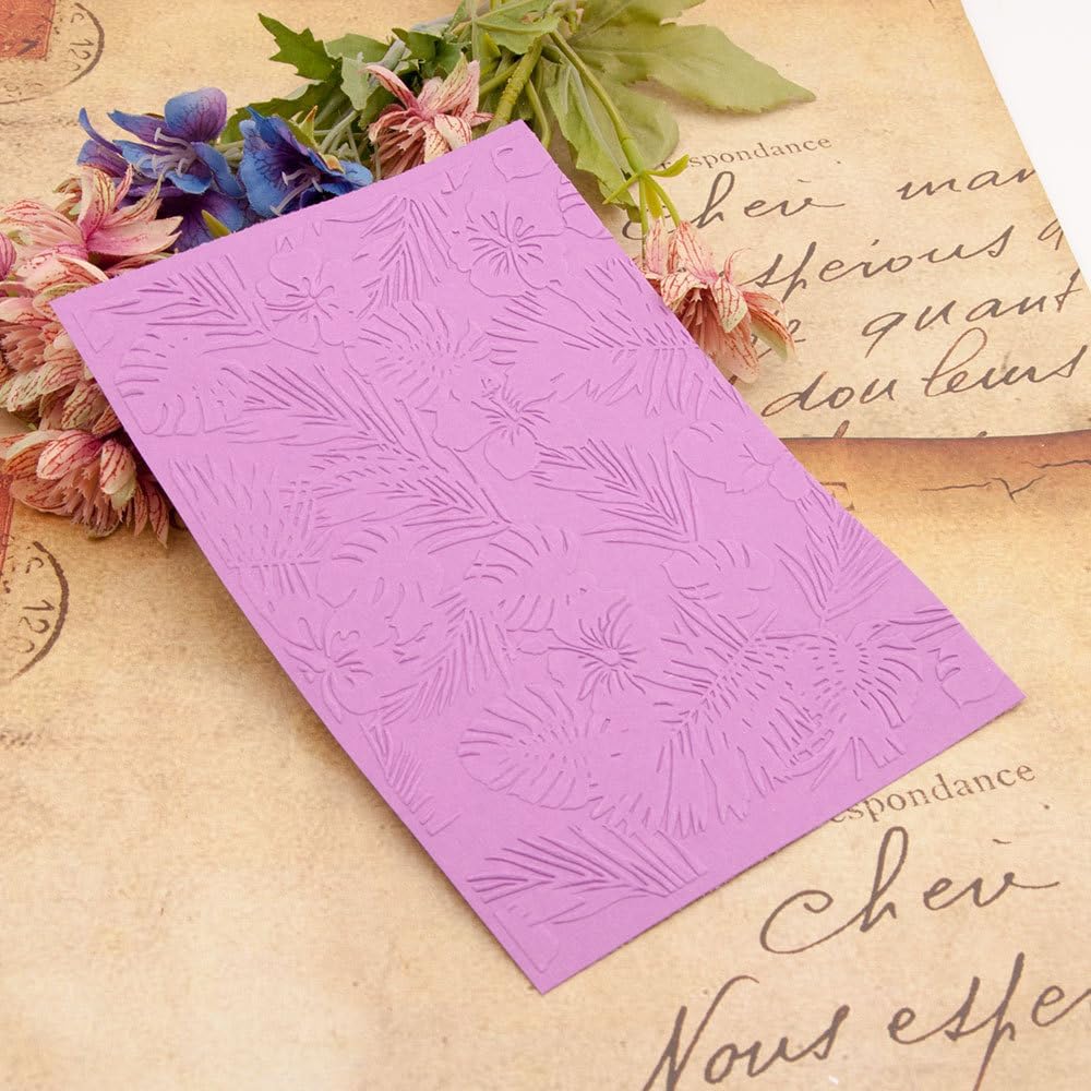 5Pcs Plastic Embossing Folders for Card Making Embossing Machine Template Mold Paper Card Embossing Stencil Flower Leaf Embossing Folder for Scrapbook Photo Album DIY Craft Decoration, 5 x 7inch