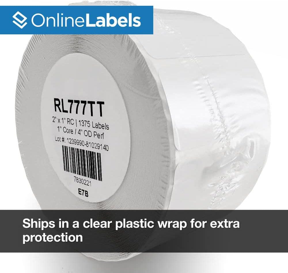 2 x 1 Labels for Thermal Transfer Printers - 1 Inch Core - Permanent Adhesive - Barcode, Inventory, Address Labels - 16,500 Labels, 12 Roll - Online Labels