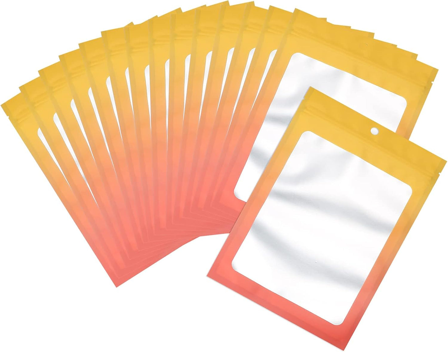 100 Pcs Resealable Mylar Bags, Gradient Color Food Storage Bags, Zip Bag Foil Bags Packaging Pouch for Food Storage, Sample, Small Business (Yellow Orange, 2.7 X 3.9 Inch)