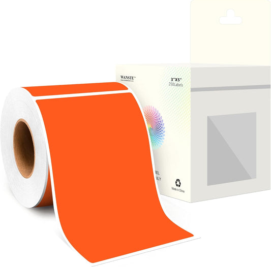 3 x 5 Inch 250Pcs Rectangle Color Coding Stickers,Strong Adhesion Easy to Write Label for Moving,Box Organization,Inventory,Business,Light Orange