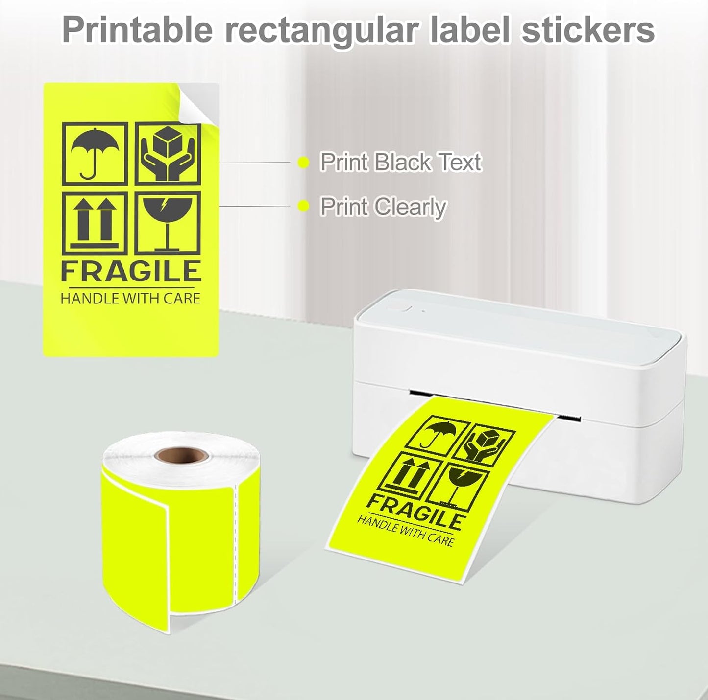 3 X 5 Inch Printable Rectangle Color Coding Labels, 300 Per Roll Adhesive Color Coding Stickers for Bar-Codes, Address, Small Business Labeling, Inventory, Fluorescent Yellow