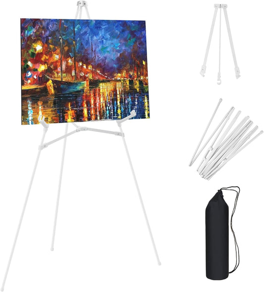 1 PCS White Easel Stand for Wedding Sign Stand, 65 Inch Adjustable Metal Easels for Display, Portable Folding Easel for Wedding, Display Show, Arts, Poster with Portable Bags