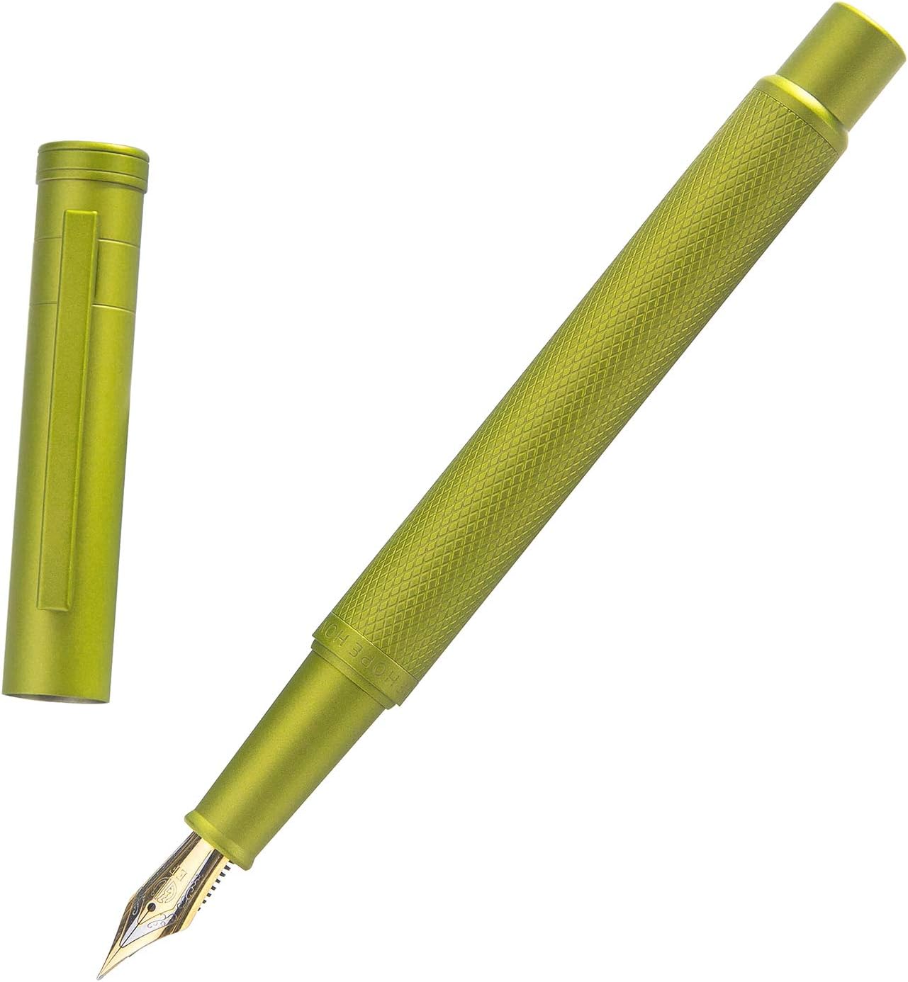 Hongdian 1851 Mustard Yellow Forest Fountain Pen Medium Nib, Classic Design with Converter and Metal Pen Case