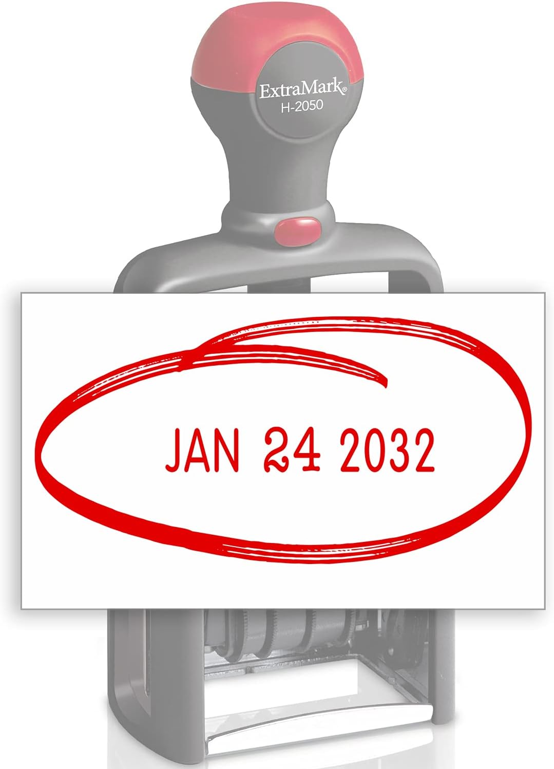 Heavy Duty Office Date Stamp - Brush Stroke Design - Self Inking Dater - Red Ink Color