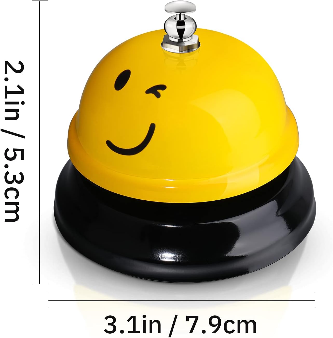 Hotop 3 Pcs Desk Bell for Service Funny Front Desk Smile Face Metal Ringer Call Bell for Kitchen Hotel Restaurant Classroom(Smile Face,Yellow)