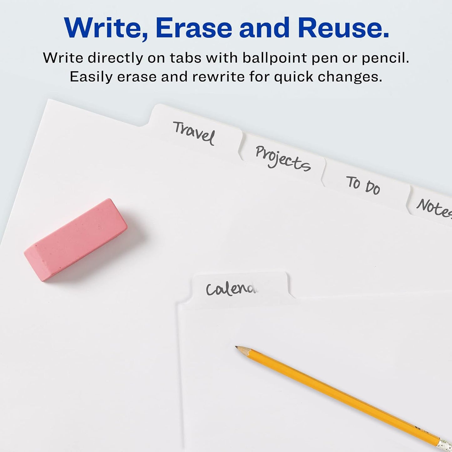 Avery Big Tab Write & Erase Dividers for 3 Ring Binders, 5-Tab Sets, 48 Binder Divider Sets (23075)
