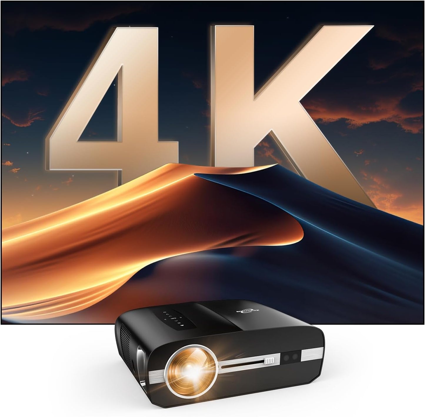 4K Smart Daytime Projector,1500 ANSI,Built-in NETFLIX,16000:1 Contrast,300" Display WIFI Bluetooth,Ultra HD HDR10+,38W Speaker,Ideal Home Theater Outdoor Movie Gaming Office Projector,Manual Focus