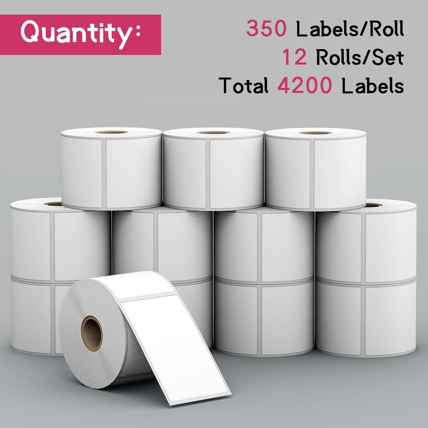 12 Rolls 2.25" x 4" Direct Thermal Labels, Shipping Labels Compatible with Zebra & Rollo Label Printers for Mailing Postage Address Barcode