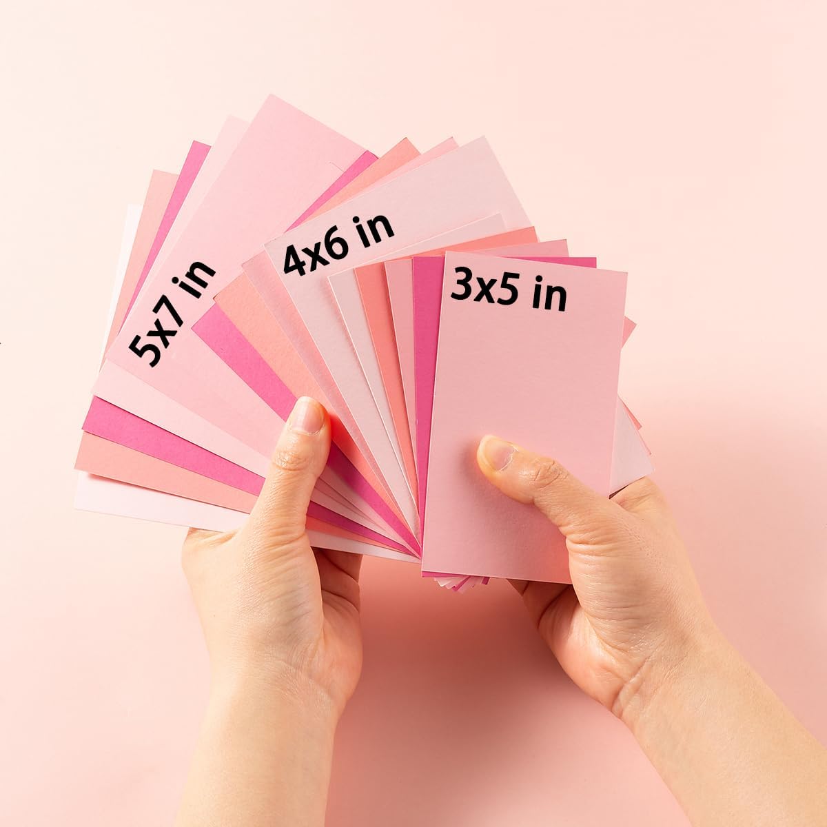 50 Sheets 3x5 Small Colored Cardstock Paper 5 Colors Blank Flash Cards, 250 GSM Heavy Card Stock for DIY Art Projects, Cards (Pink)