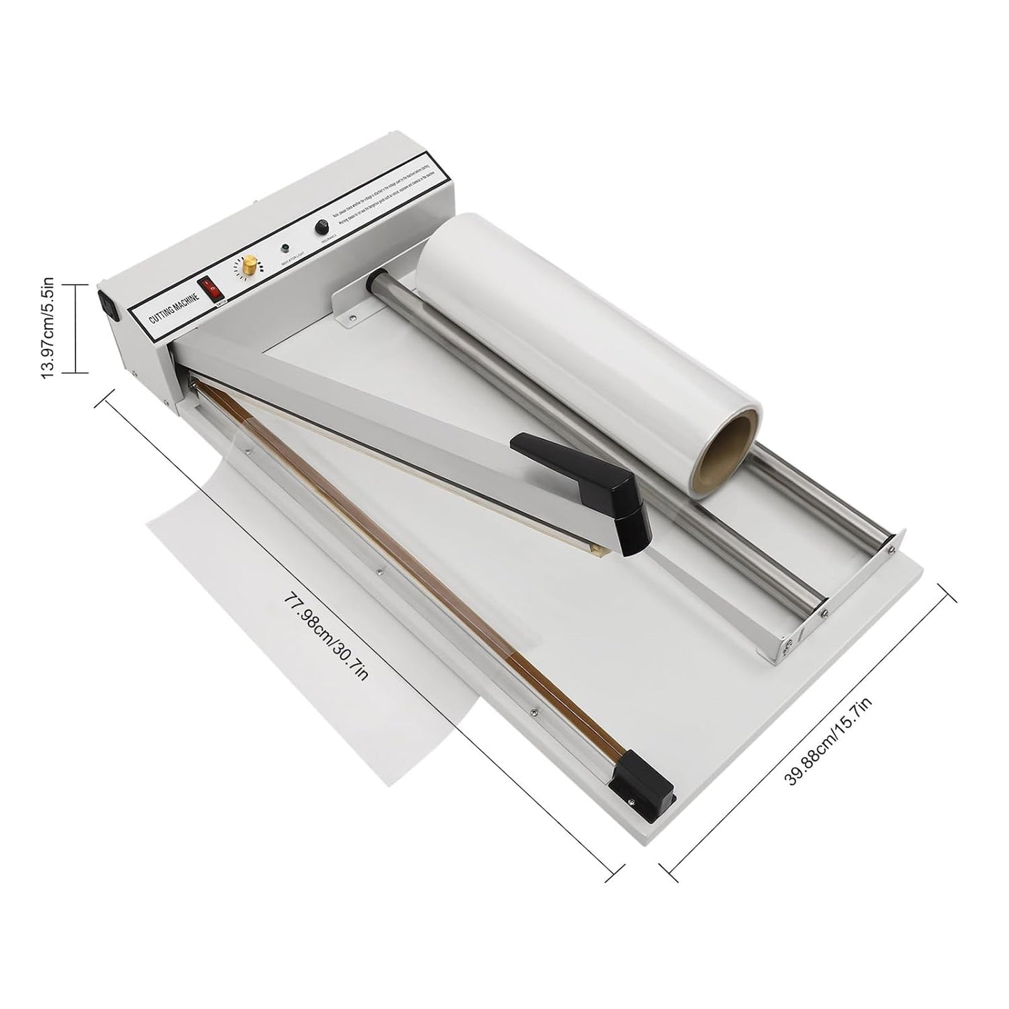 24" Shrink Wrap Machine, 530W Sealer with Heat Gun, Adjustable Temperature Heat Sealing for PVC, POF, PP, PE Films, Ideal for Packaging and Protection