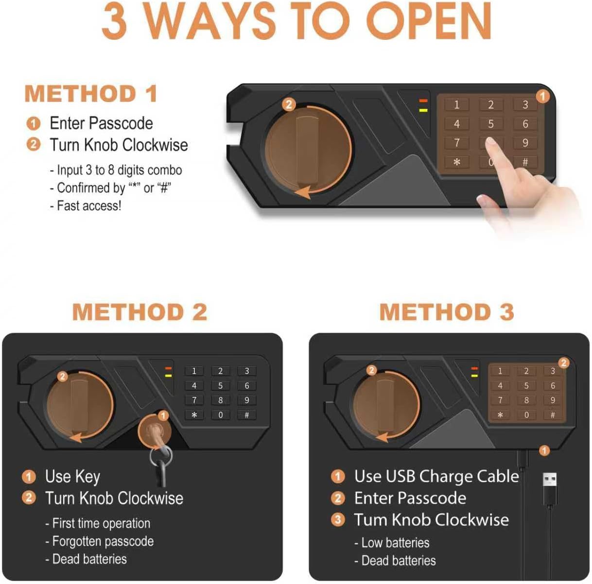 1.2 Cub Small Fireproof Safes for Home Use, Digital Home Safe Fireproof Waterproof with Programmable Keypad, Spare Keys and Removable Shelf, Fire Safe Box for Money Medicines Valuables