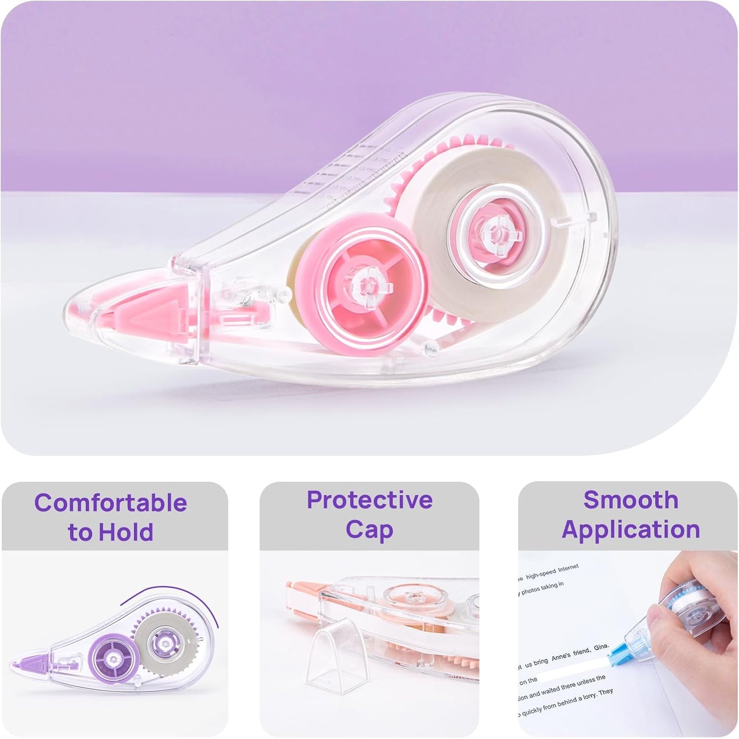 6 Pcs Colorful Core Correction Tape, 18.04 Ft White Wrong Out Tear-Resistant Bulk, Instant Corrections Easy To Use Applicator for School, Office, Note Taking, Journal (Tape Width 0.2 in)