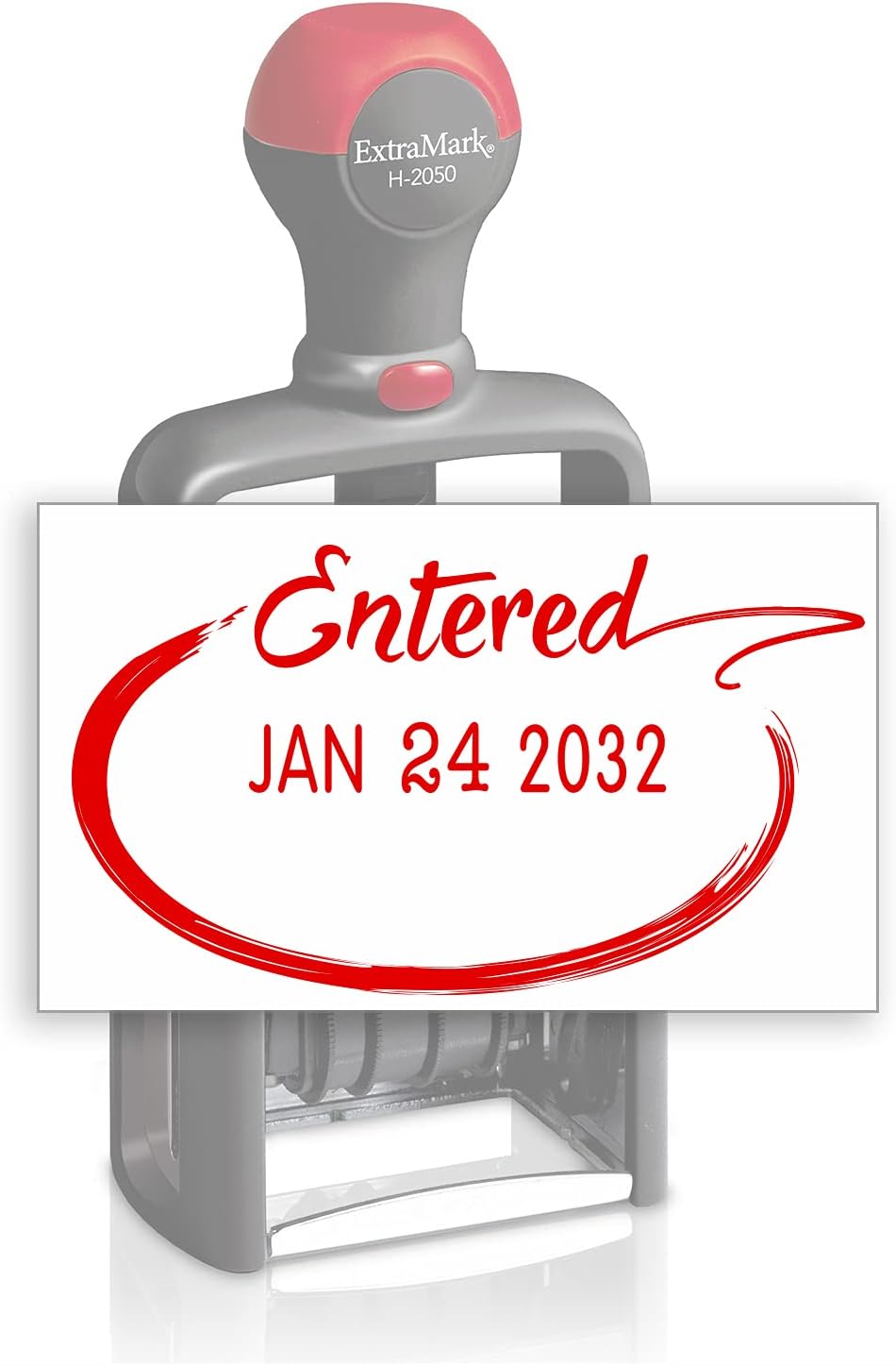 Heavy Duty Style Office Date Stamp with Entered - Self Inking Dater - Style C - Red Ink Color