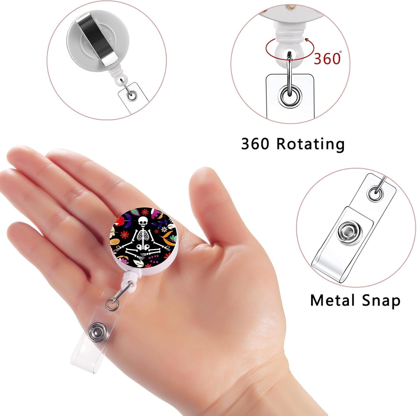 15 Pack Cute Badge Reels Retractable Badge Holders,Id Badge Holder Retractable Clip