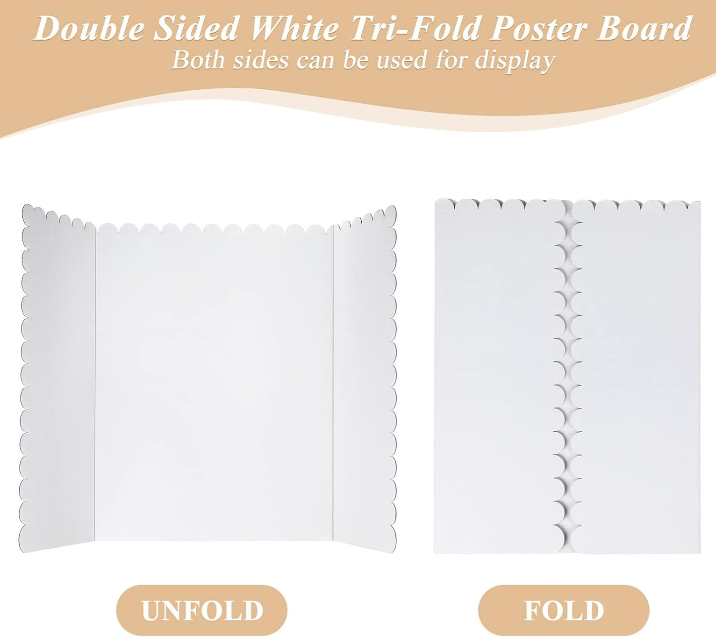12 Pcs 24 x 36 Inch Trifold Poster Display Boards White for Science Fair Presentation Projects Photo Exhibition Display Tri fold Board Foldable Paperboard for School Supplies Bulk Business