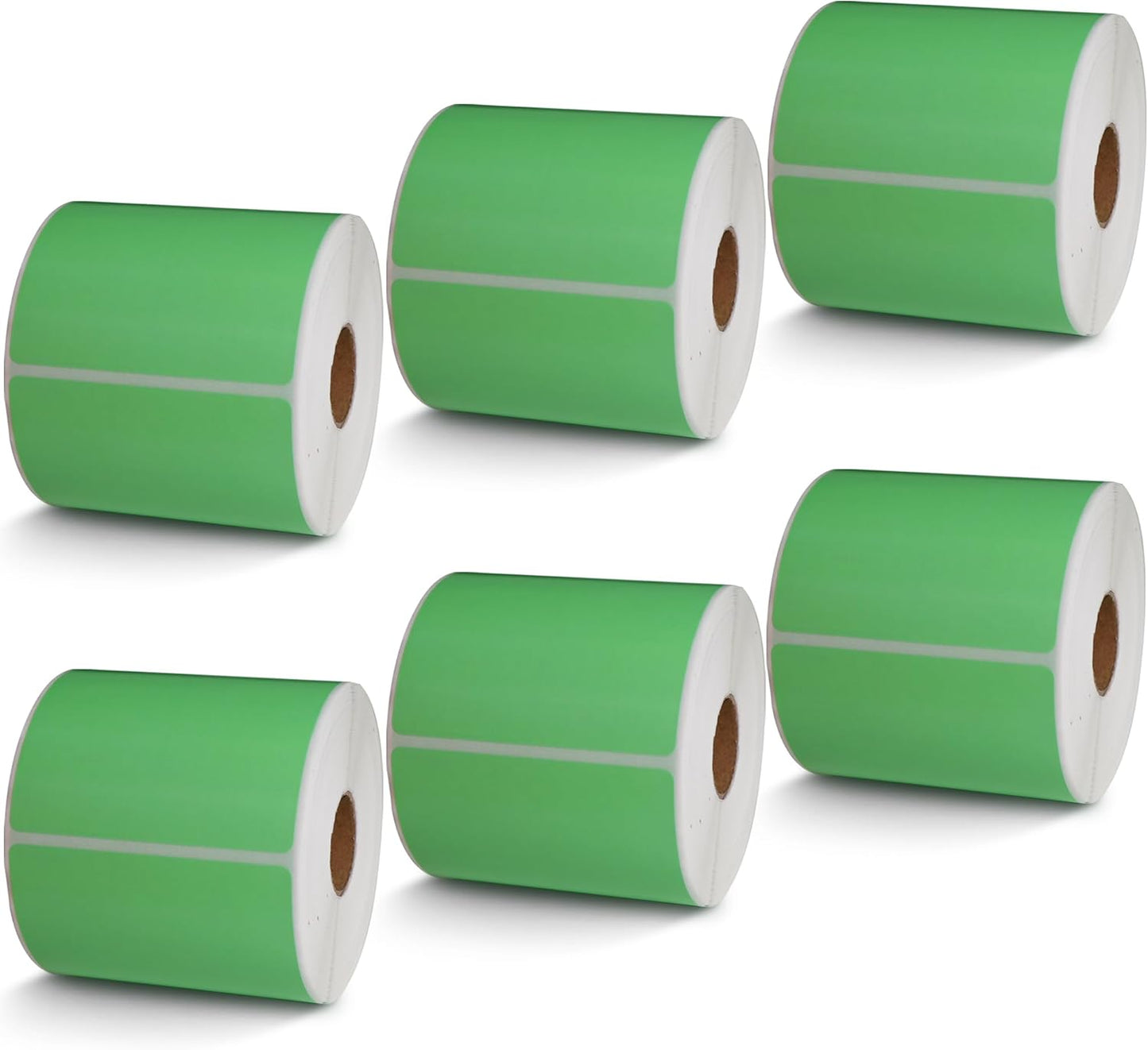 BETCKEY - 3" x 3" Multipurpose & Large Square Labels Compatible with Zebra & Rollo Label Printer,Premium Adhesive & Perforated[Green, 6 Rolls, 3000 Labels]
