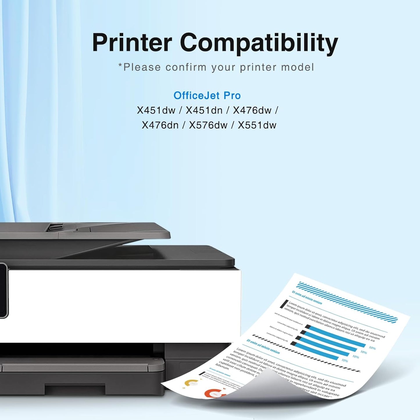 970XL 971XL Ink Cartridges High Yield Replacement for HP 970XL 971XL 970 971 Compatible with Officejet Pro X476dw X576dw X451dw X551dw X451dn X476dn Printer,4 Pack (Black, Cyan, Magenta, Yellow)