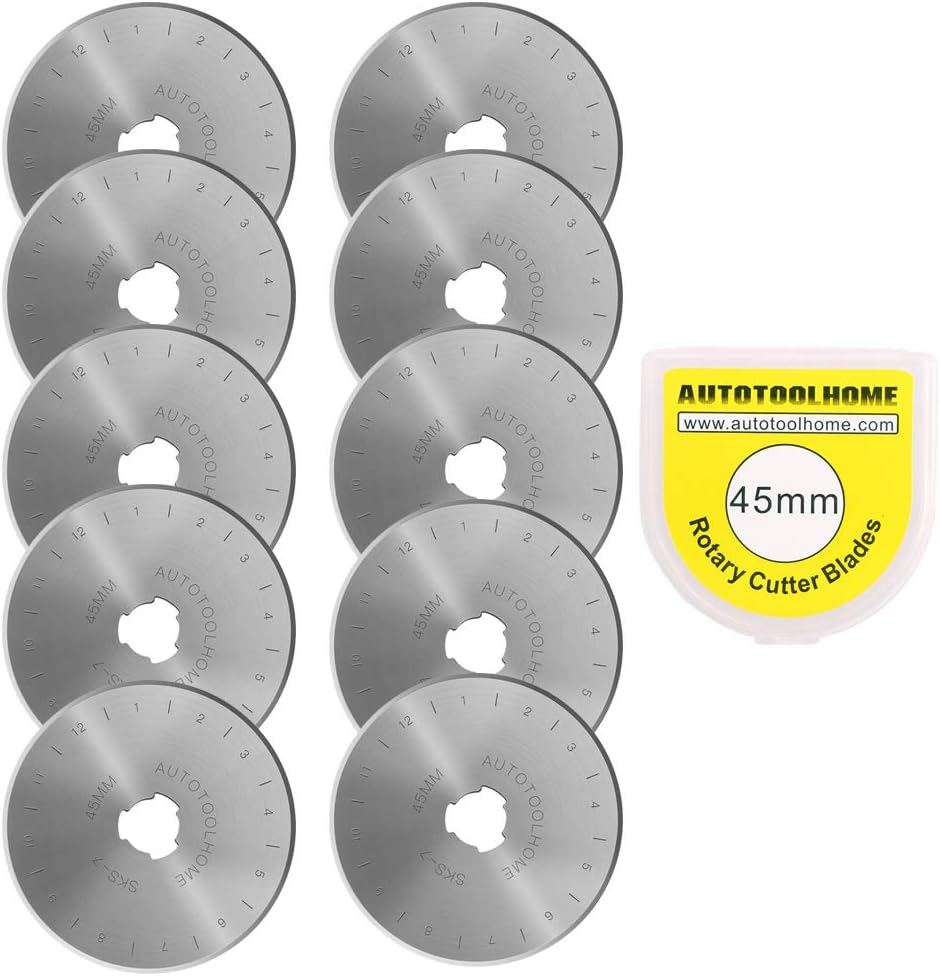 AUTOTOOLHOME 45mm Rotary Cutter Automatic Fabric Cutter Quick Change Blades with Safety Lock for Quilting, Sewing, Crafts, Replacement Blades (color02)