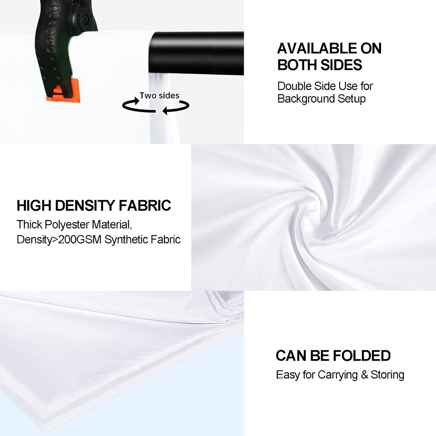 BEIYANG 6X10 Ft White Backdrop for Photography, White Screen Cloth for Product Portrait Streaming Photoshoots Studio, Background Curtain for Ins Photo, Video Recording