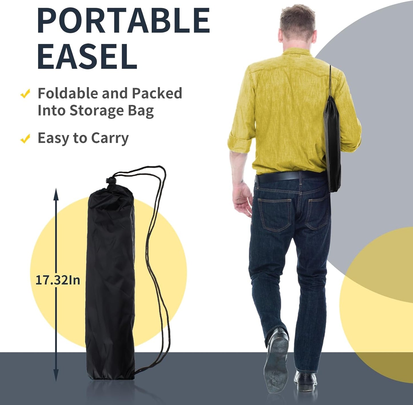 1 PCS Black Easel Stand for Wedding Sign Stand, 65 Inch Adjustable Metal Easels for Display, Portable Folding Easel for Wedding, Display Show, Arts, Poster with Portable Bags