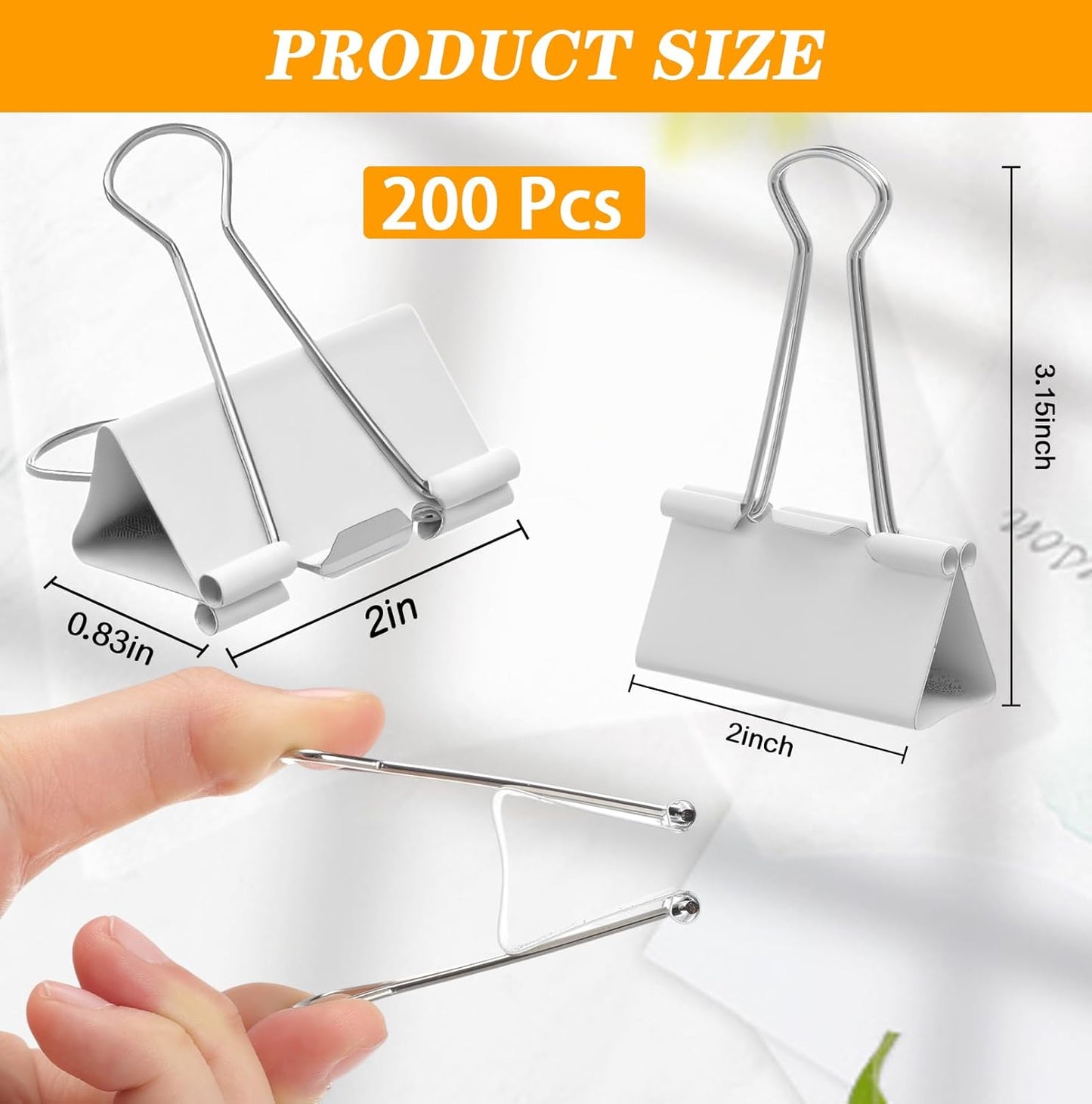 Jetec 200 Pcs Extra Large Binder Clips Bulk 2 Inch Metal Jumbo Binder Clips Office Supplies White Paper Clamps for Teachers Students Office Business Supplies