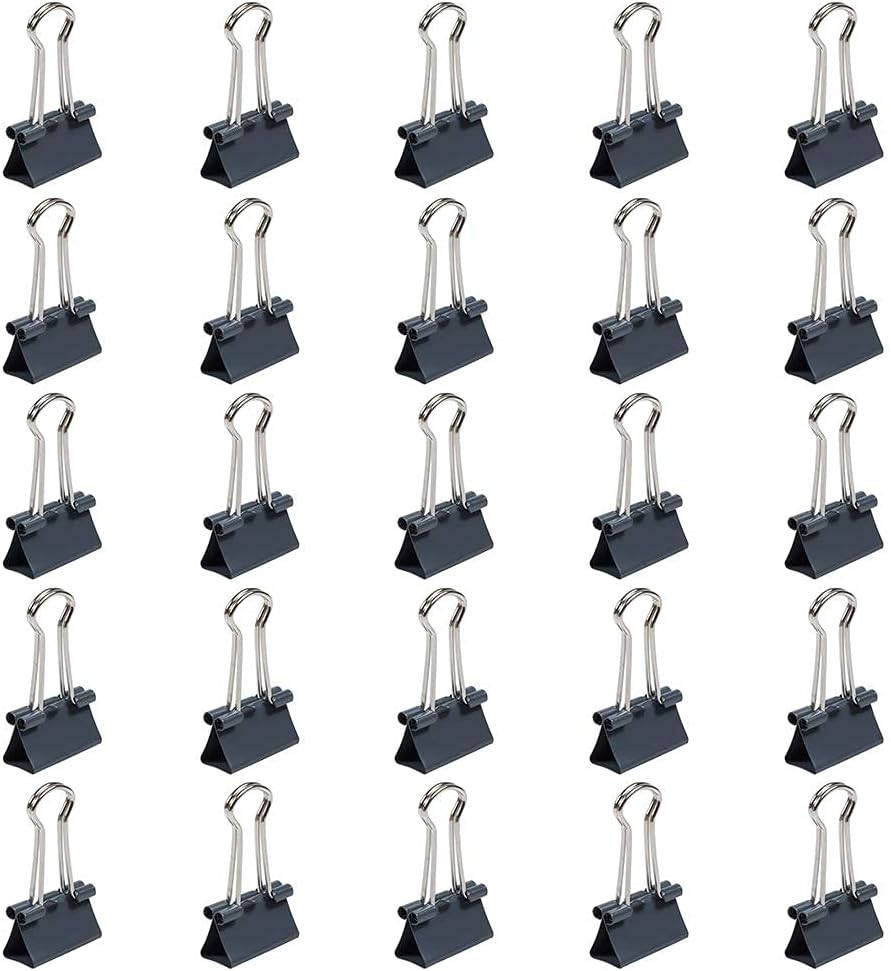 JAM PAPER Colorful Binder Clips - Small - 3/4 Inch (19 mm) - Grey Binderclips - 25/Pack
