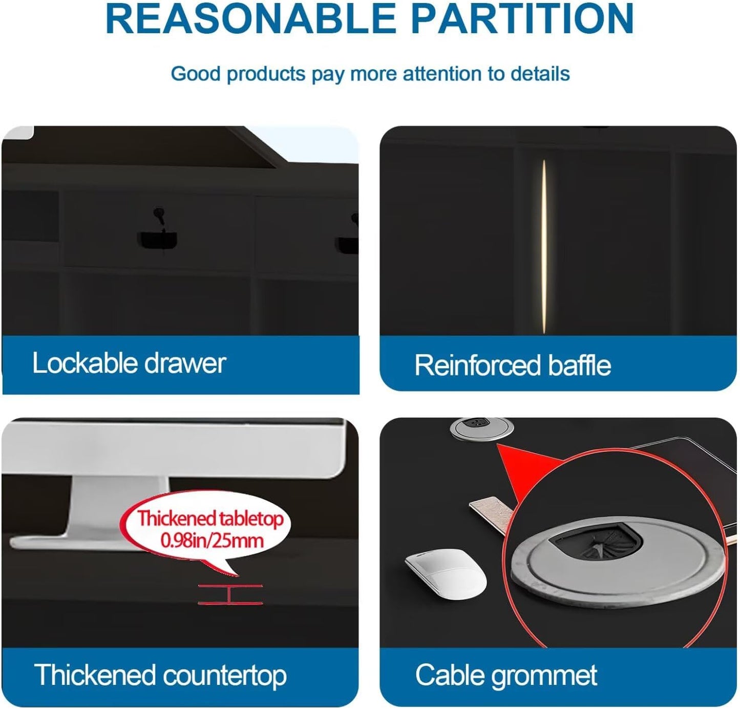Reception Desk with Counter Modern Front Office Desk Large Reception Room Tables Checkout Counter Reception Table for Retail Lobby Beauty Salons E 94inch/240cm