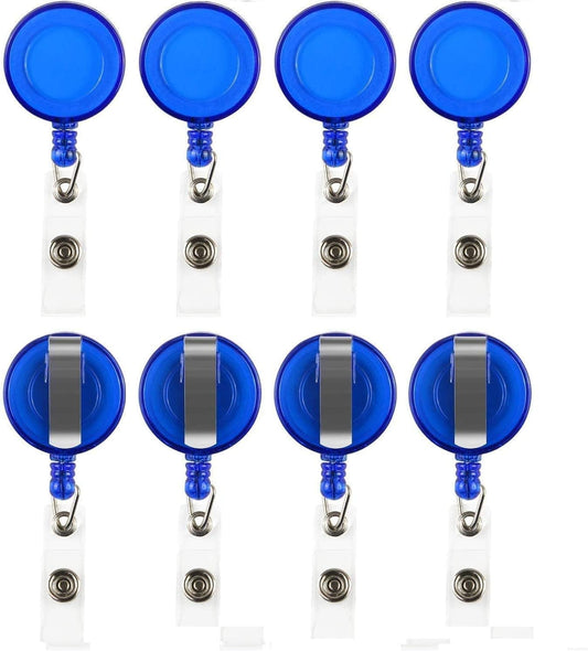 JANYUN 50 Pcs Retractable Badge Reels Clip Holders with Hanging ID Name Card Key Chain for Office Worker Nurse (Blue)