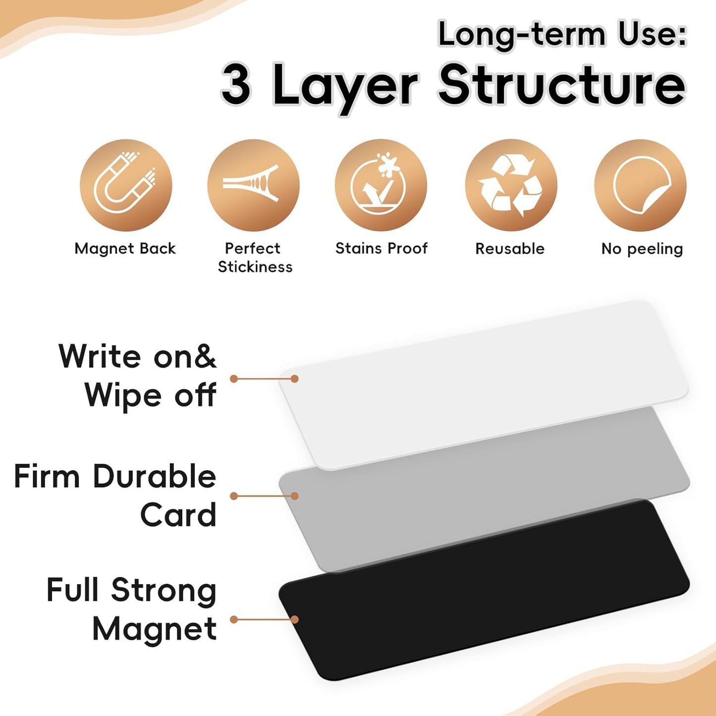 48 Pieces White Magnetic Dry Erase Labels,Real Reusable Strips for Classroom Home Office Garage Refrigerator Blank Writable Erasable Cards Colored Border Name Tags Students Locker Shelf