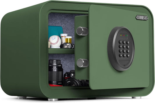 Home Safe Box, Digital Small Personal Safes, caja fuerte, Security Money Closet Electronic Lock Box with Keypad for Pistol Cash Jewelry, Document, Hotel, Dorm, Office (1.0cuft Green)