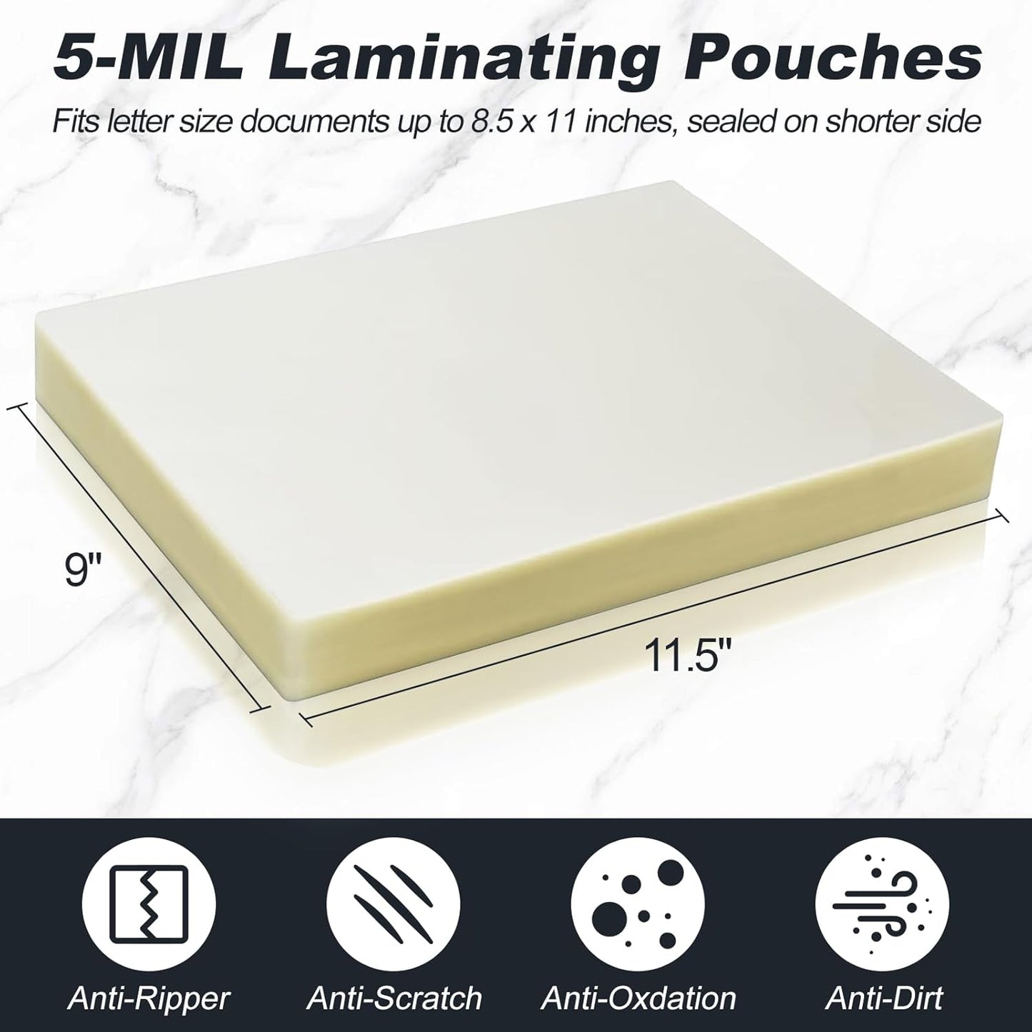 5 Mil Laminating Sheets 300 Packs, Thermal Laminating Pouches Holds 8.5" x 11" Sheets, Clear Laminator Plastic Paper 9 x 11.5 Inches - Rounded Corner Letter Size