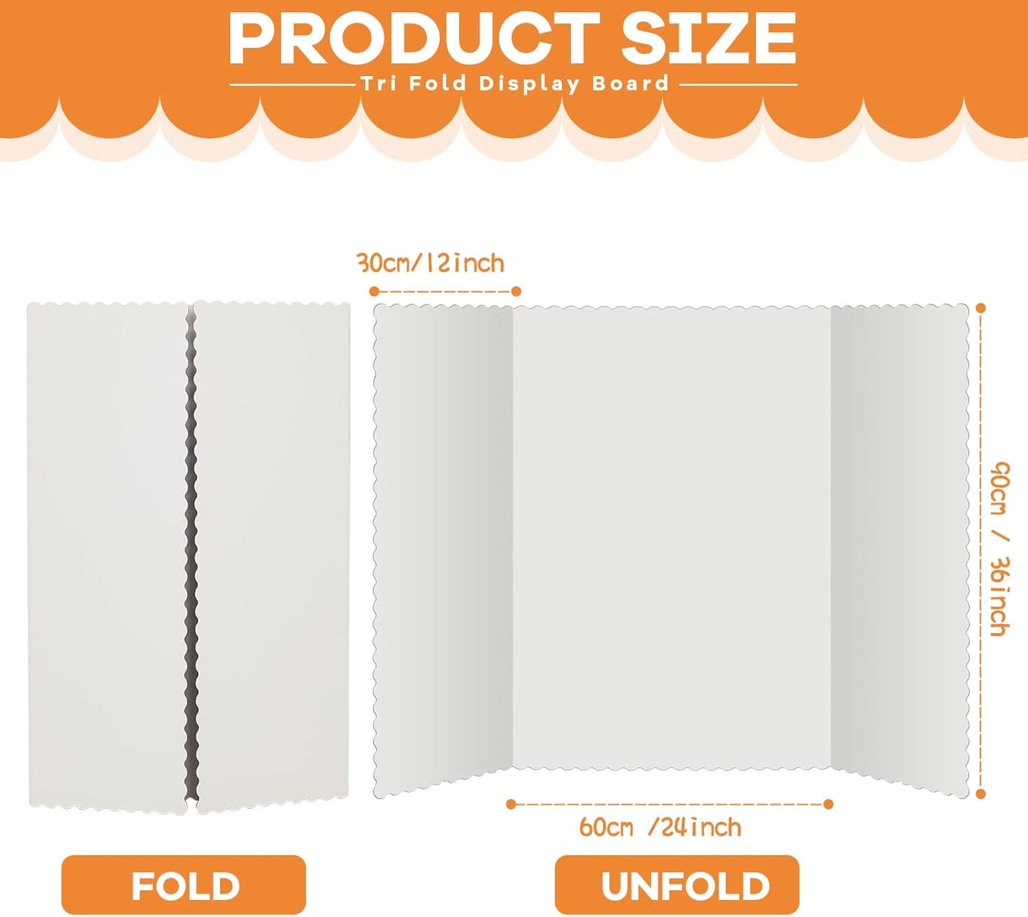 12 Pieces Tri Fold Poster Boards Bulk, Lightweight Science Display Boards, Trifold Presentation Display Board for Science Fair Project(36 x 48 Inch,White)