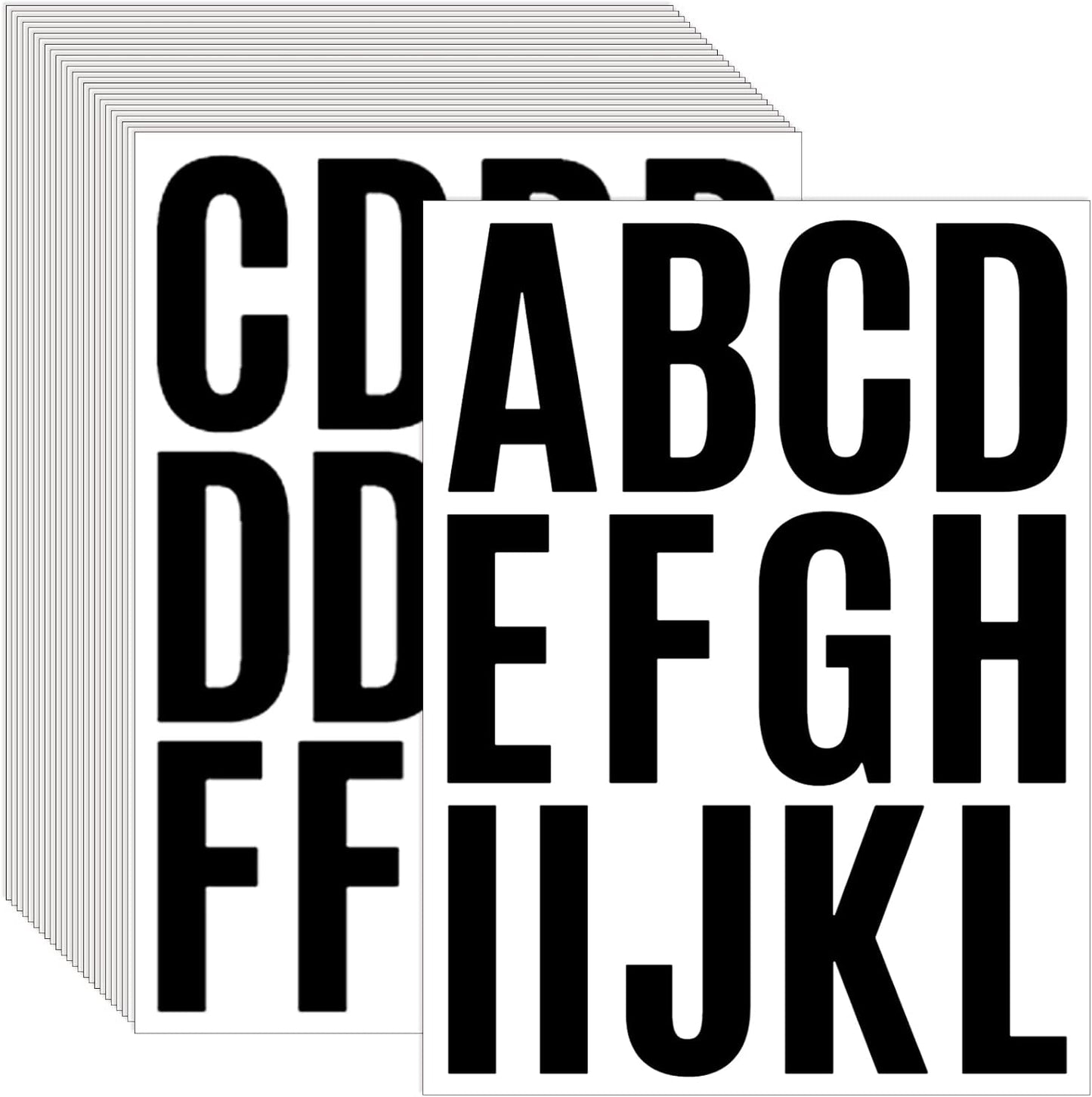 24 Sheets 2 Inch Self Adhesive Letters Stick on Vinyl Letters Capital Letter Stickers Alphabet Sticker Letter Number for Outdoor Sign Poster Mailboxes Crafts(Black)