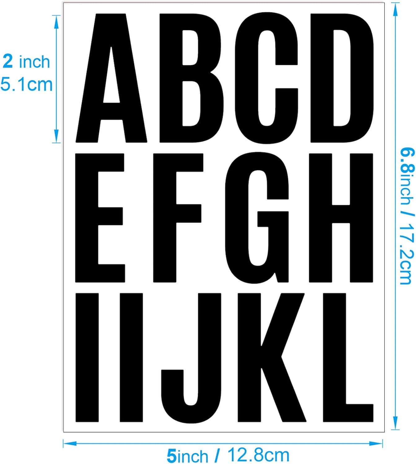 24 Sheets 2 Inch Self Adhesive Letters Stick on Vinyl Letters Capital Letter Stickers Alphabet Sticker Letter Number for Outdoor Sign Poster Mailboxes Crafts(Black)