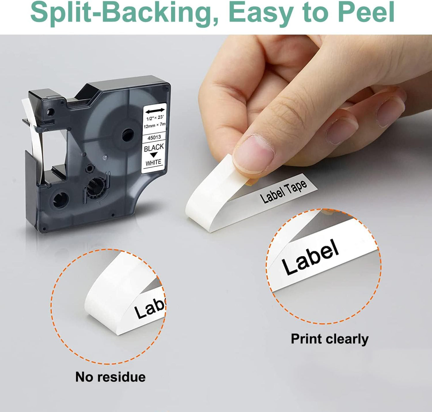 6-Pack 45013 Tape Compatible with Dymo 160 Label Maker Refill 1/2 Inch Black on White D1 Label Tape 45013 a45013 45013s S0720530 for LabelManager 280 160 420P 220P 210D 360D 450D, 23 Feet