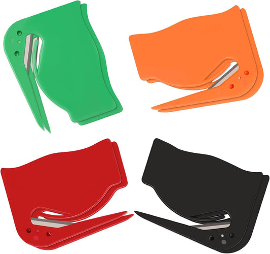 Letter Opener Envelope Slitter 8 Pack, Mail Opener with Concealed Blade, Portable Envelope Opener for Home, Office, and Travel, Durable Paper Cutters - 4 Colors (2 Each), Safe & Easy Mail Opening