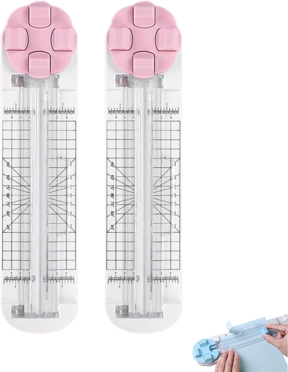 4-in-1 Multi-Function Paper Trimmer,Bidirectional Papers Cutter, Equipped with Straight,4 in 1 Paper Cutter 4 Styles Craft Paper Cutter Multi-Function Scrapbooking Tool (Pink-2PCS)