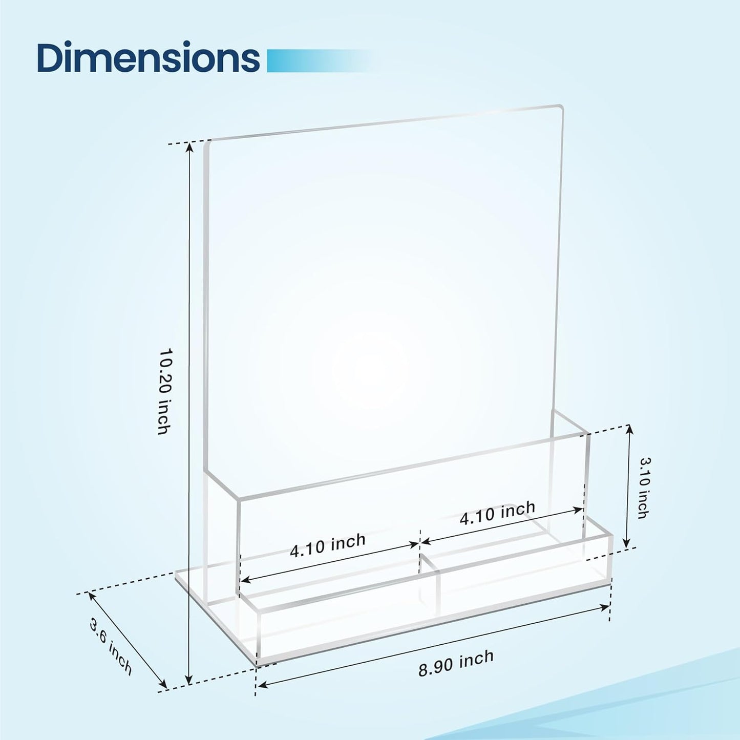 6 Pack Acrylic Brochure Holder 8.5x11 , Clear Brochure Display Stand with Acrylic And Business Card Holder, Plastic Flyer Display Stand for Magazine, Pamphlet, Booklets, Menu, Journals