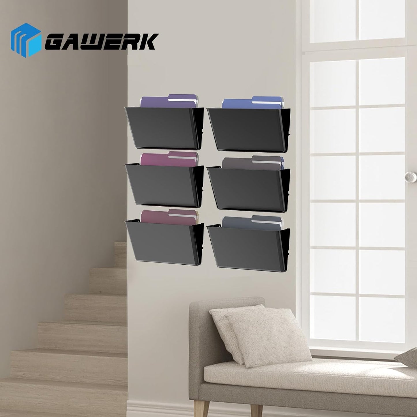 3 Pack Clear Acrylic Single Pocket, Plastic Hanging Wall Mount File Holder for Office Home, Black