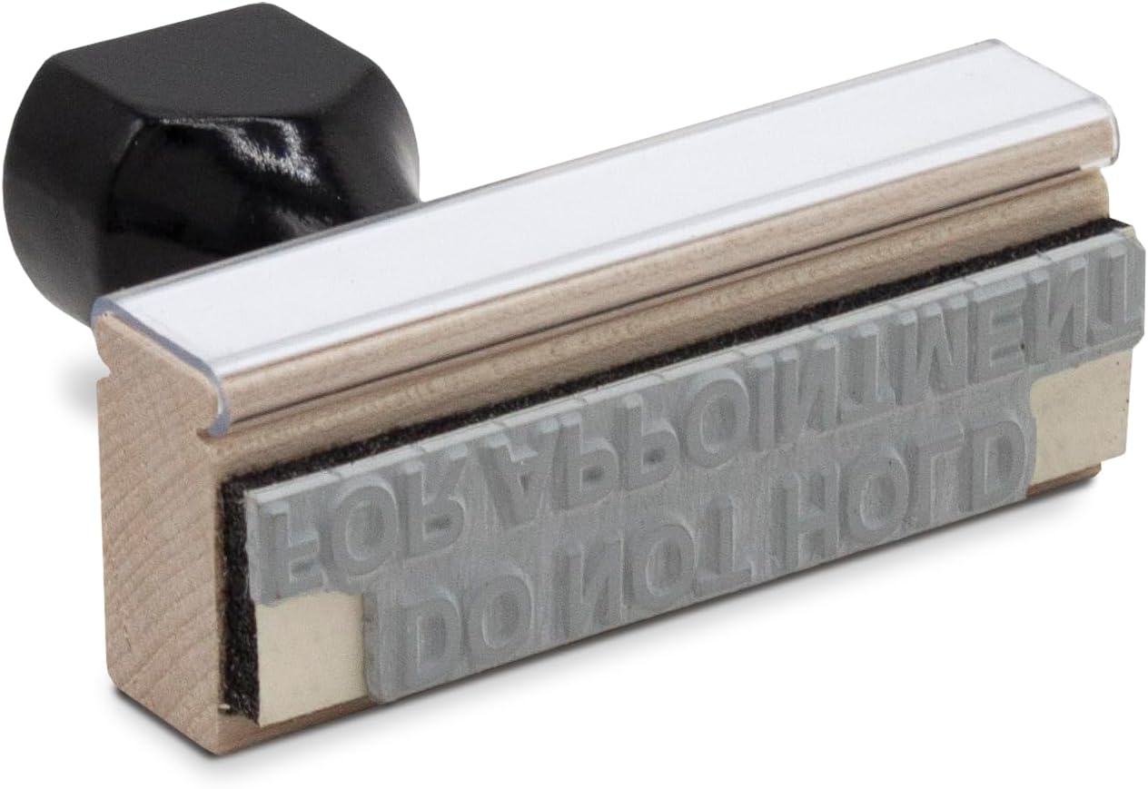 Infusion Custom Text Traditional Wood Stamp with Plastic Handle, 1" x 3"