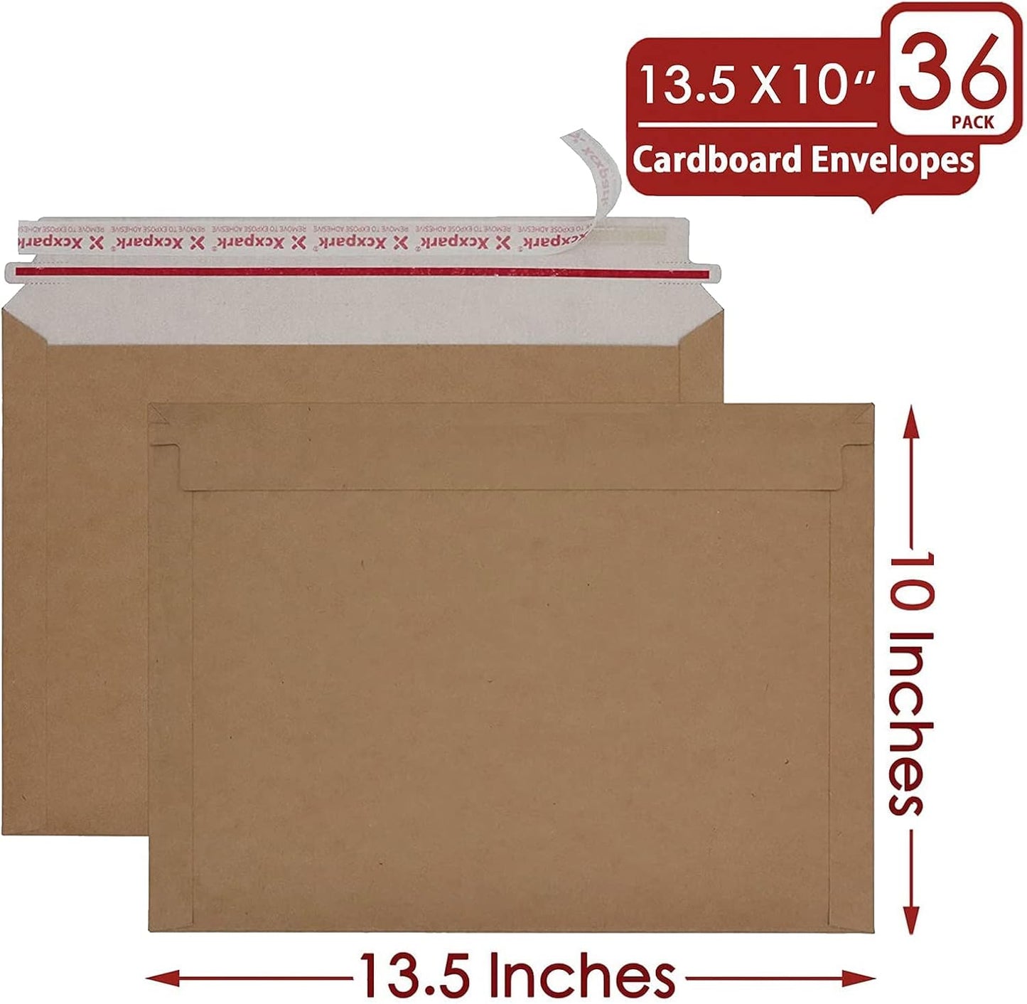 36 Pack Brown Kraft Rigid Mailers 10 x 13.5 inches, Self Seal Photo Document Mailers Premium Cardboard Keep Flat Envelopes for Photos, Pictures, Papers, Files, CD