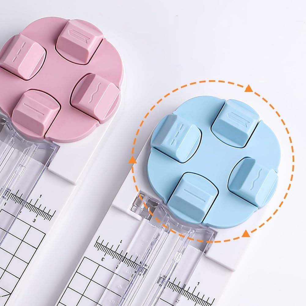 4-in-1 Multi-Function Paper Trimmer,Bidirectional Papers Cutter, Equipped with Straight,4 in 1 Paper Cutter 4 Styles Craft Paper Cutter Multi-Function Scrapbooking Tool (Pink+Purple-2PCS)