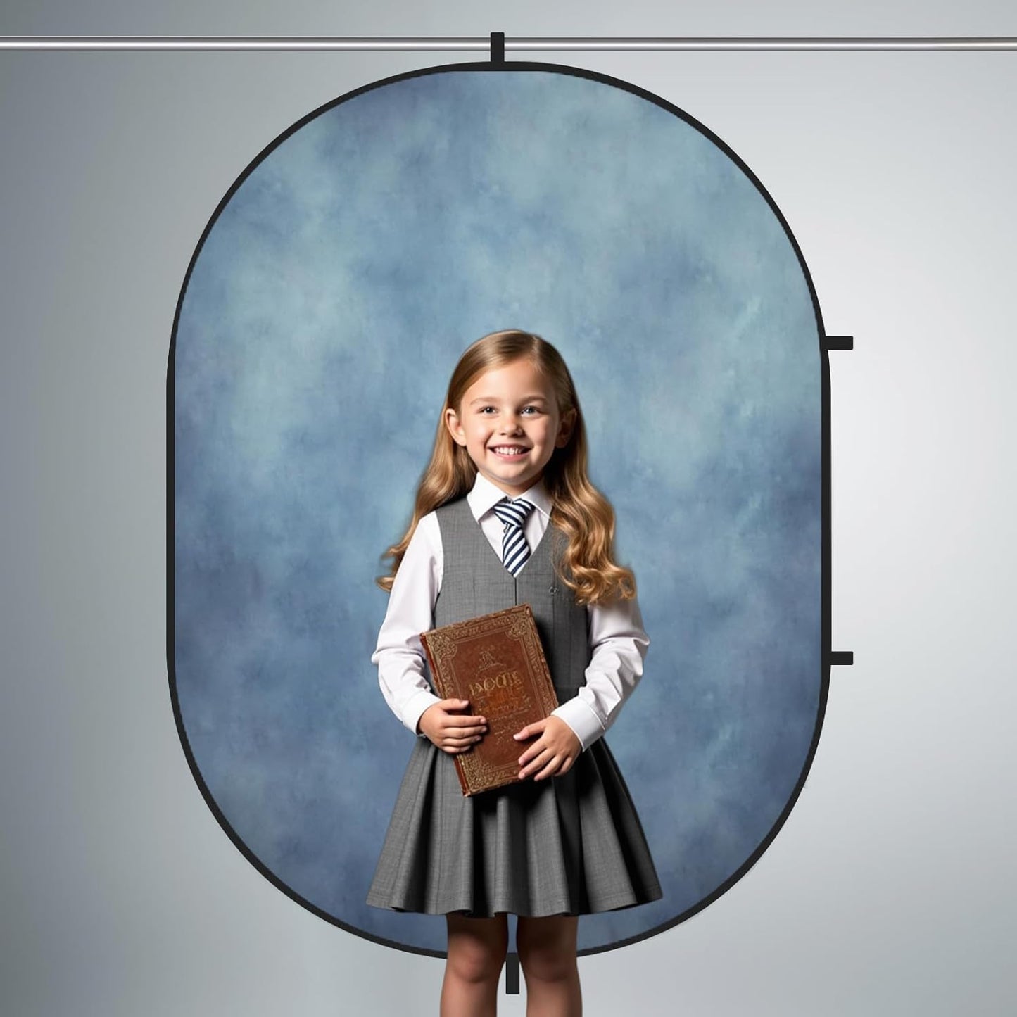 Kate Collapsible Backdrop Pop up Photo Backdrops Foldable Background Portable for Headshot,Portrait Photography,Video,5x6.5ft,Pink/Blue