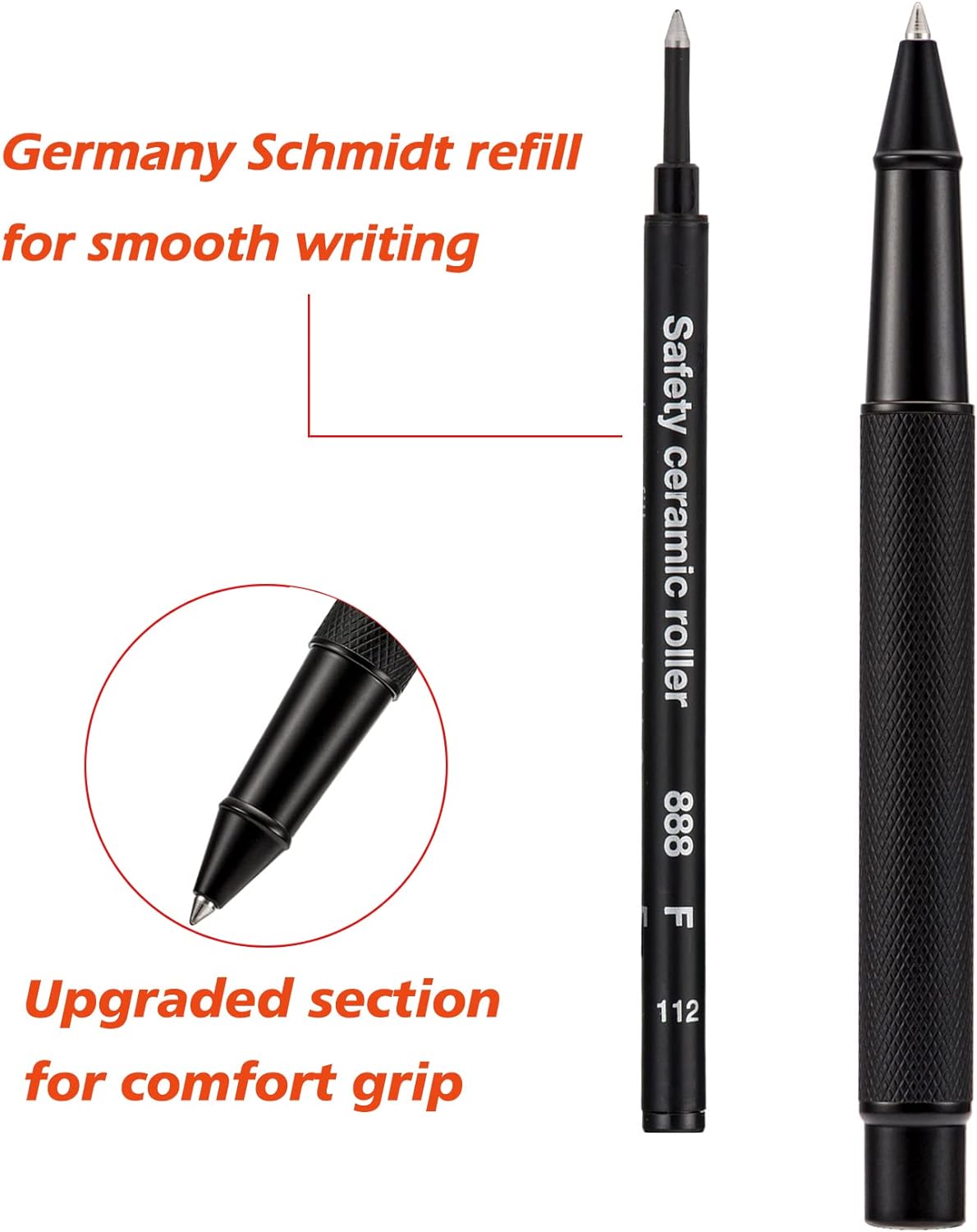 Hongdian Matte Black Forest Rollerball Pen with Schmidt Black Ink Refill, Classic Design with Metal Case for Business Signature