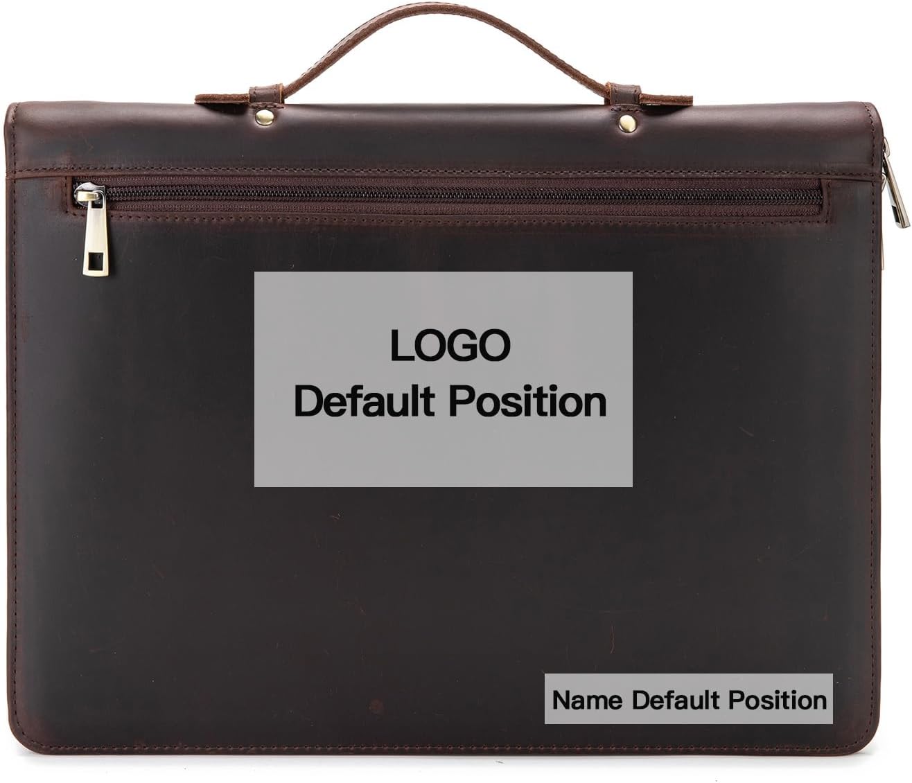 Personalized Genuine Leather Portfolio with Hidden Handle, Zippered Front Pocket, 8.5 x 11 Notebook Holder, Custom Engraved Business Legal Padfolio Travel Folio for Men Women, Dark Brown