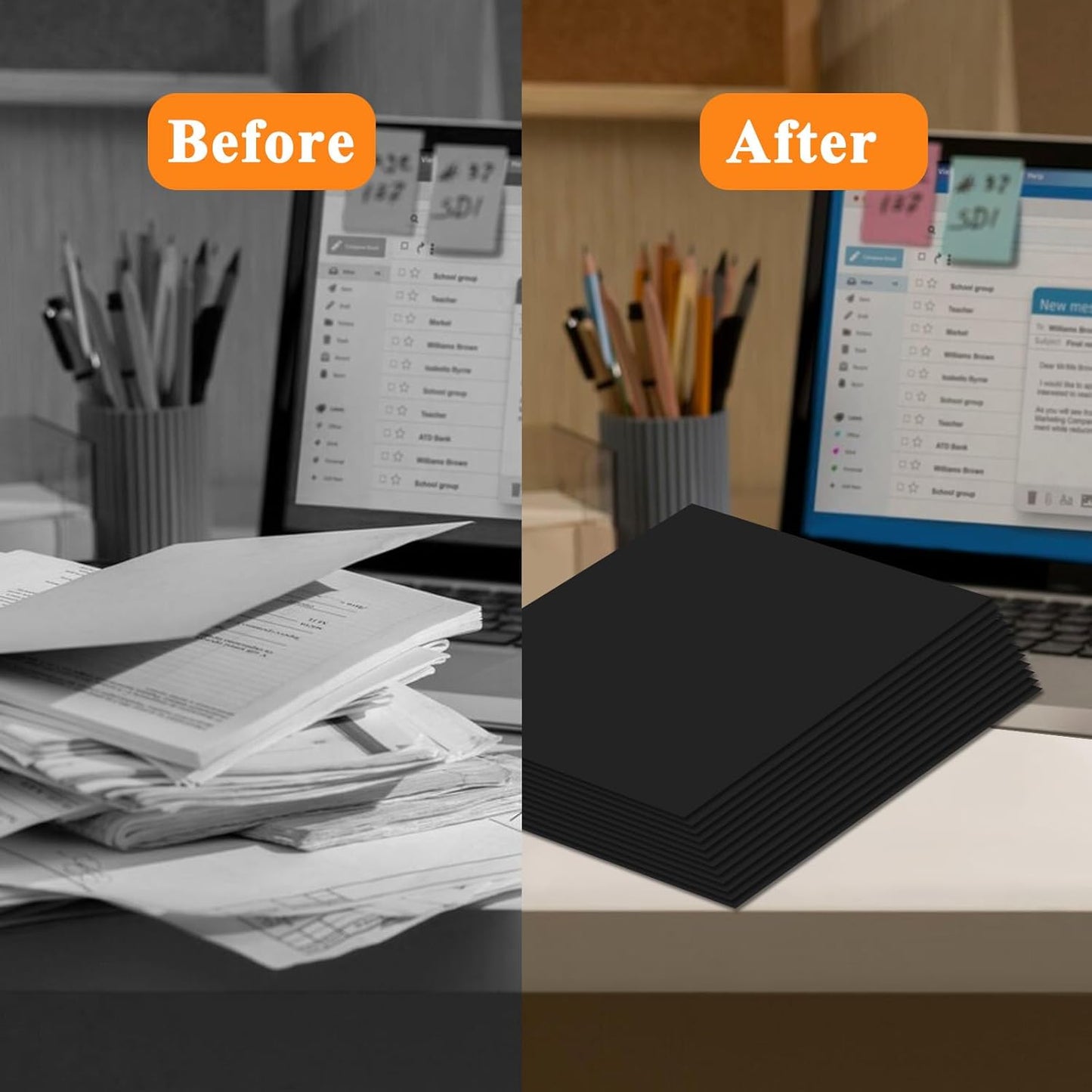 50Pcs Black Two-Pocket Heavyweight File Folder,Letter Size,Paper File Folder for School Office Home Bussines