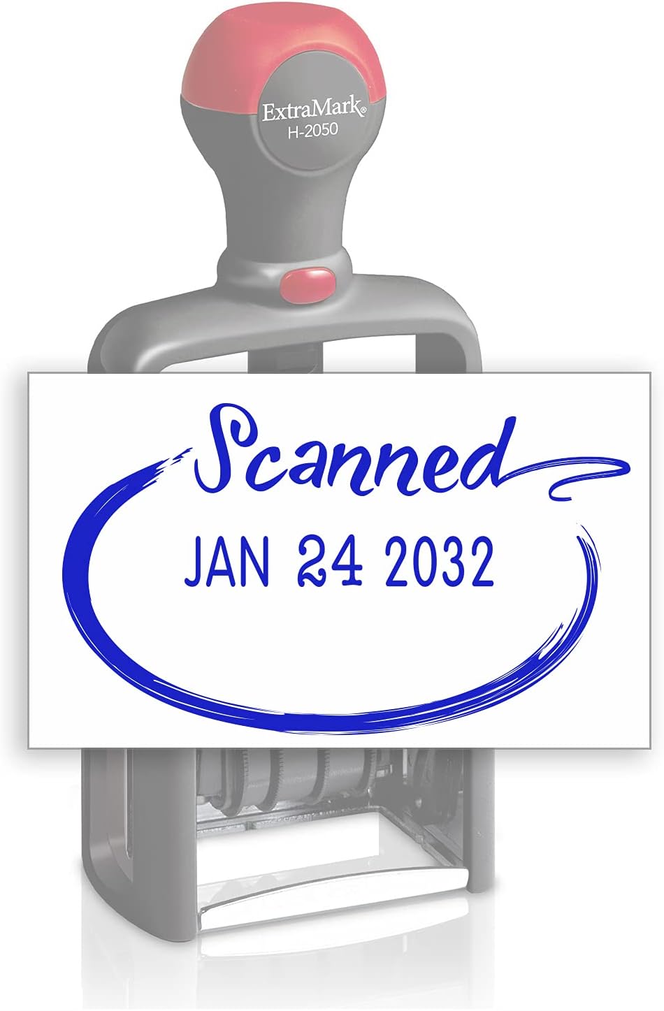 Heavy Duty Style Office Date Stamp with Scanned - Self Inking Dater - Style C - Blue Ink Color