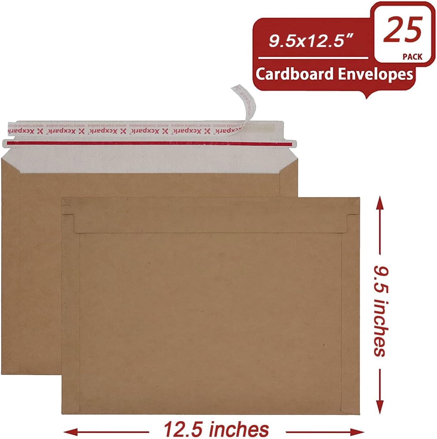 25 Pack Brown Kraft Rigid Mailers, 9.5x12.5 inches Self Seal Photo Document Mailers Premium Cardboard Keep Flat Envelopes for Photos, Pictures, Papers, Files, CD