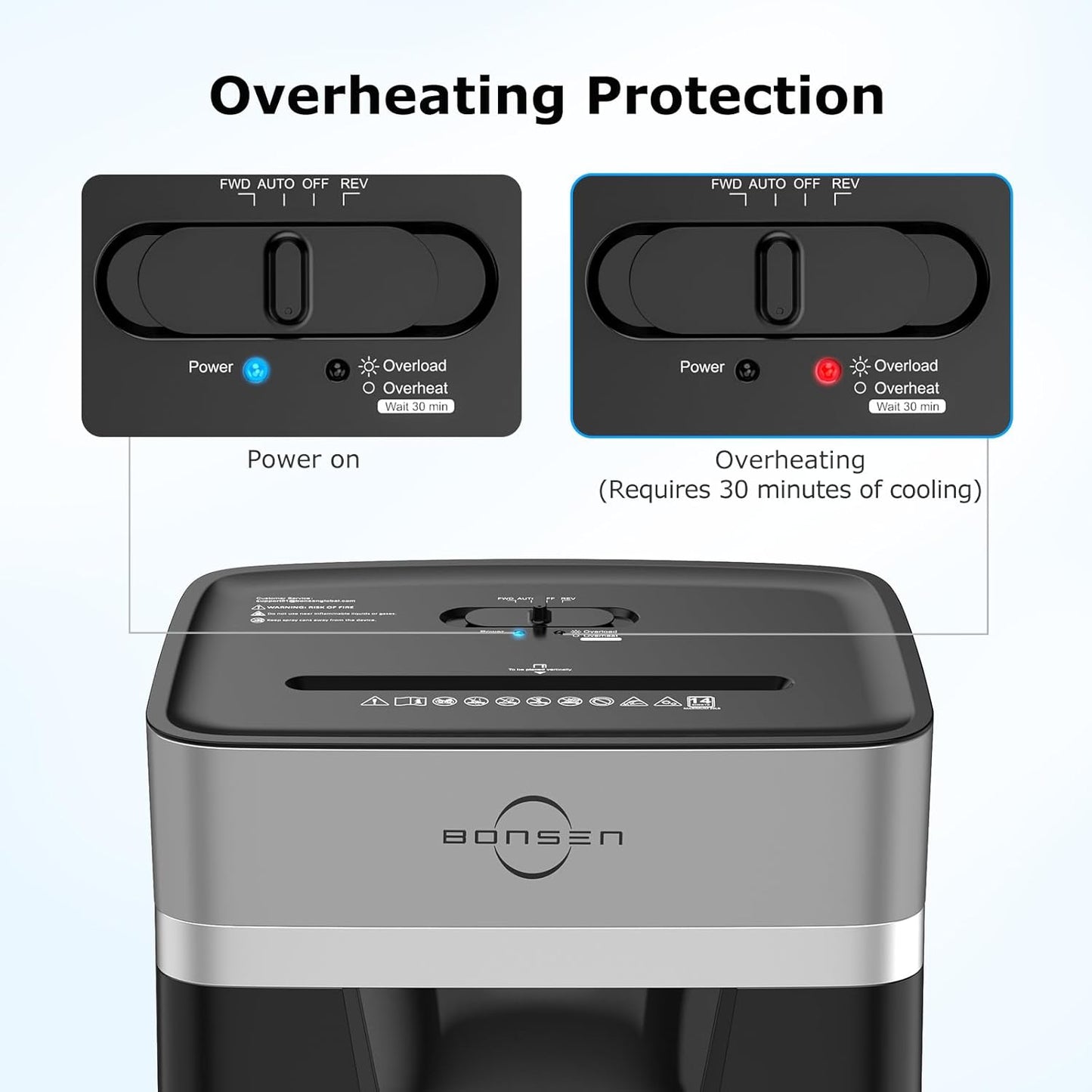 BONSEN 14-Sheet Paper Shredder for Home Office, Heavy Duty Cross Cut Shredder with 5.3 Gal Pullout Bin, Quiet Shredder for CDs/Credit Card/Staple, P-4 Security, Anti-Jam System